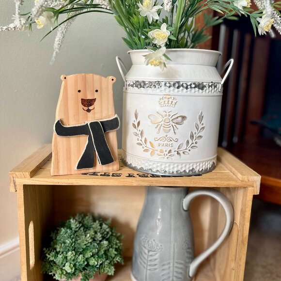 Handcrafted Repurposed Polar Bear Shelf Sitter ONLY (that can be a Stocking Hold - Picture 1 of 10